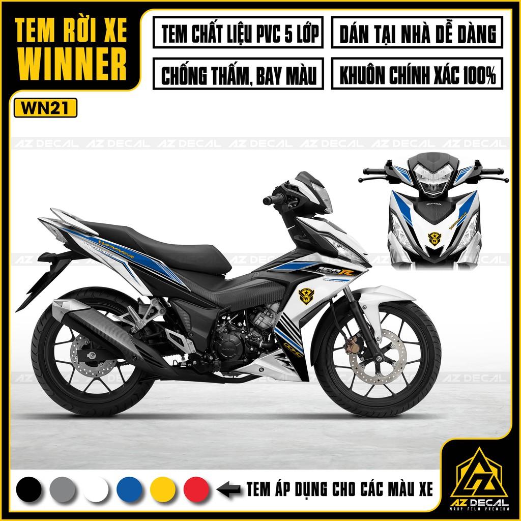 Tem Rời Dán Xe Winner V1 / 150 Mẫu DOHC | WN21 | Decal Chế Xe Máy PVC Cao Cấp - Xanh Trắng Đen