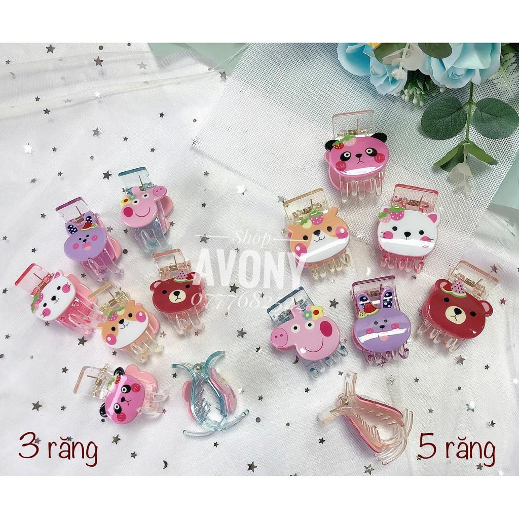 Kẹp tóc càng cua nhựa trong đính icon thú mica