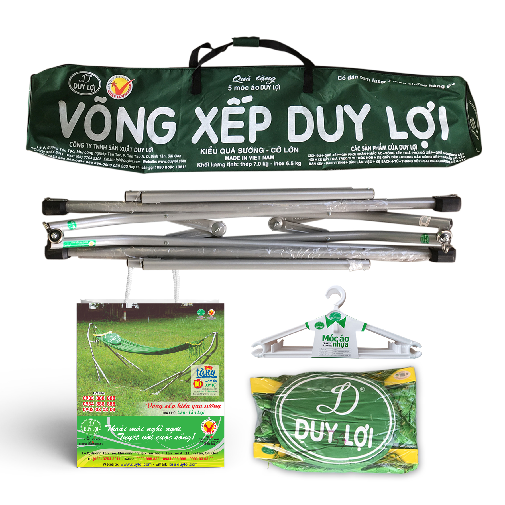 VÕNG XẾP DUY LỢI THÉP - CỠ LỚN (QUÀ TẶNG 10 MÓC ÁO KÉP NHỰA CAO CẤP DUY LỢI)