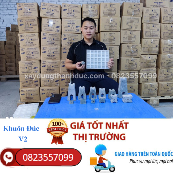 Khuôn đúc con kê bê tông V3 chất liệu nhựa nguyên sinh cao cấp PP - Khuôn viên kê V3