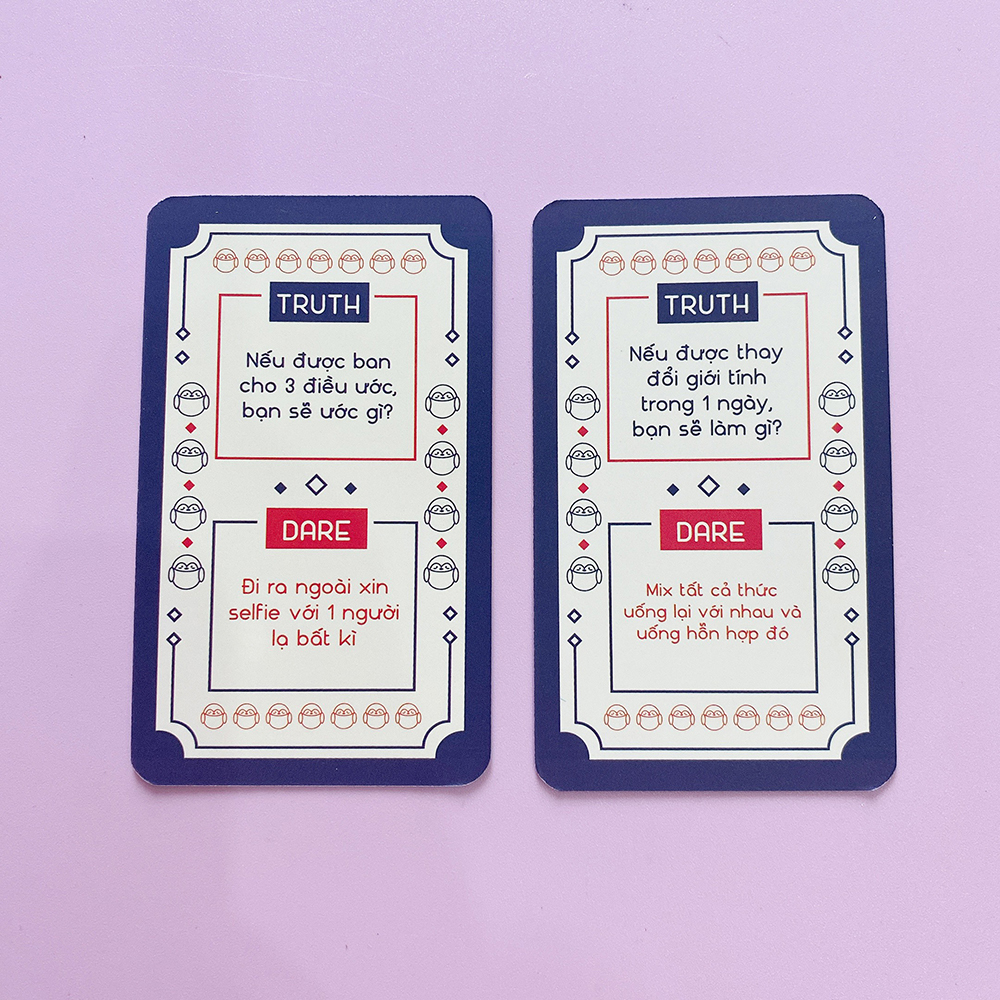 Bộ bài Truth Dare Thách Hay Thật 18- Drinking Game Học Đường Dành Cho Học Sinh 50 Lá Chơi Cực Vui Trên Lớp Học