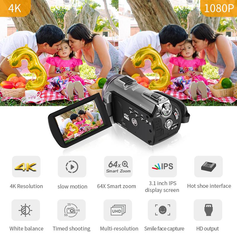 Ordro AZ50 Video Camera quay phim 4K Professional 64x Digital Zoom Zoom IR Night Vlog Camara Filmadora cho video YouTube