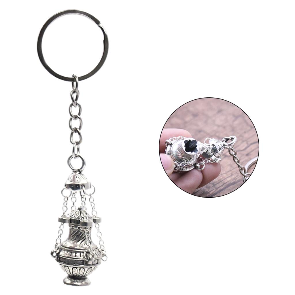 Christian Incense Burner Keychain Key Ring Keyfob Jewelry Bag Car Pendant