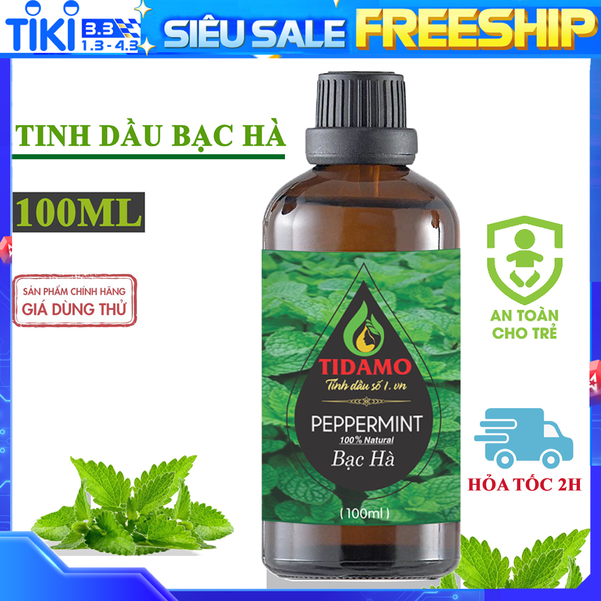 Tinh Dầu BẠC HÀ Nguyên Chất Nhập Khẩu 100ML - Tinh Dầu Xông Phòng Bạc Hà (Peppermint) Giúp Bảo Vệ Sức Khỏe, Kháng Khuẩn, Thư Giãn Tinh Thần và Xua Đuổi Côn Trùng. Thích Hợp Sử Dụng Với Máy Xông Tinh Dầu