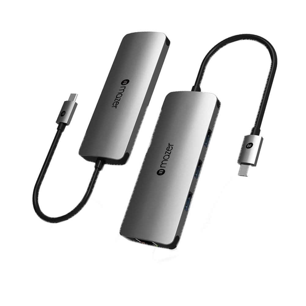 Cổng Chuyển Đổi Mazer USB-C to USB3.0X3+Gigabyte Lan Adapter - hàng chính hãng