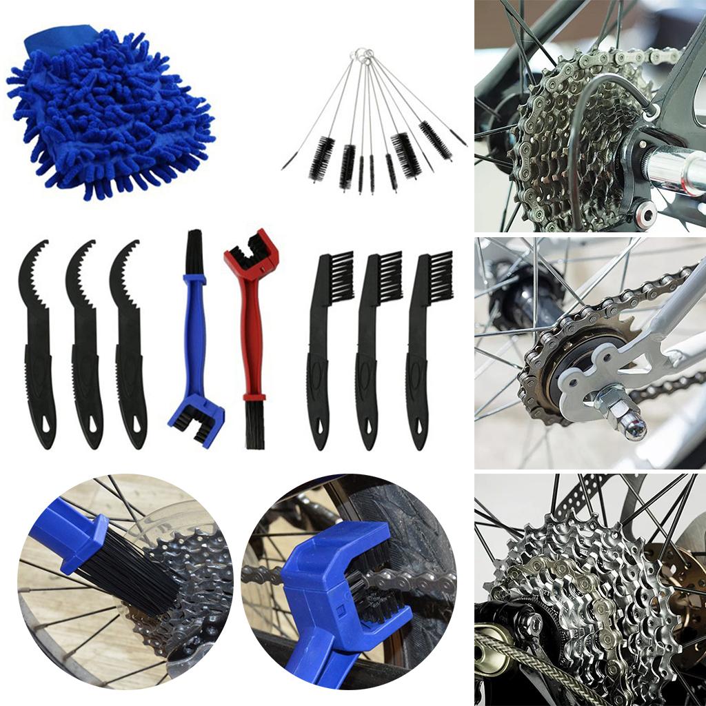 Bike Cleaning Kit, Bicycle Cleaning Brush Tool, Bike Chain Cleaner, Cycling Brush Set, Suitable for Crank/Tire,Mountain Bike, Road Bike, Folding Bike