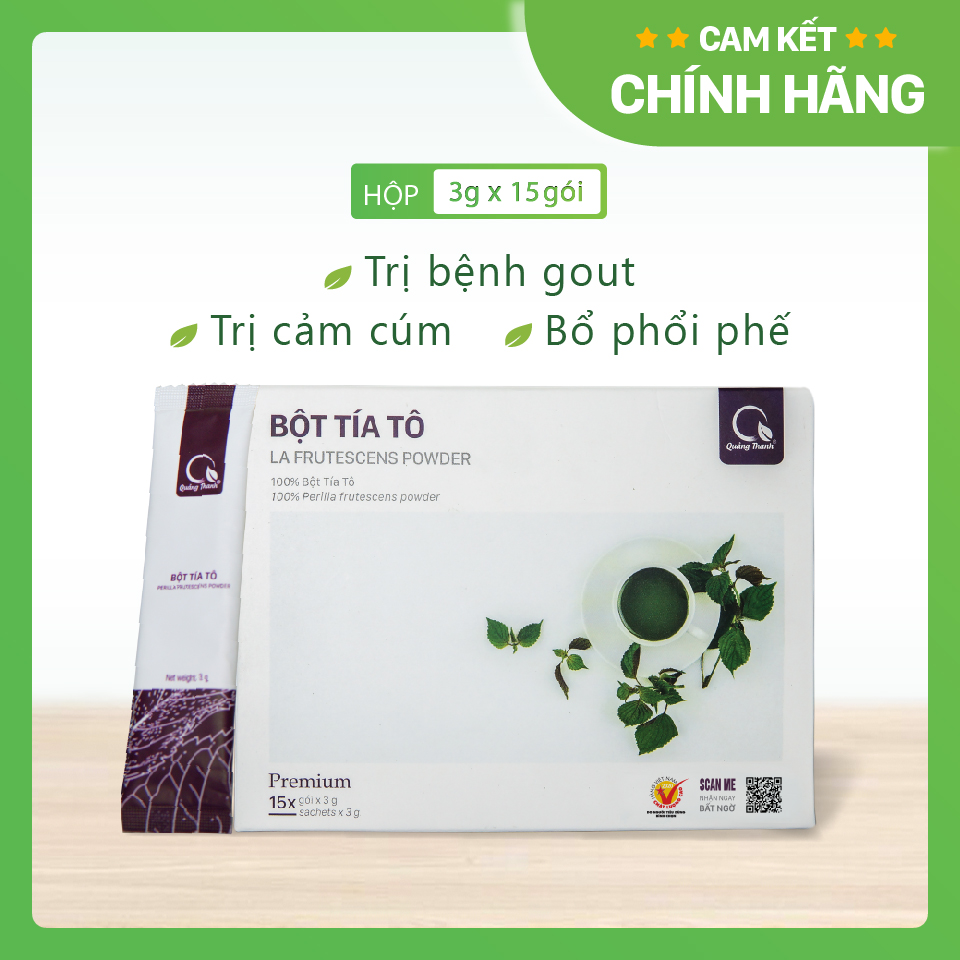 Bột Tía Tô Sấy Lạnh Nguyên Chất - Giảm mụn, mờ thâm nám, giảm gút, giảm cảm cúm, làm đẹp - Hộp 45g