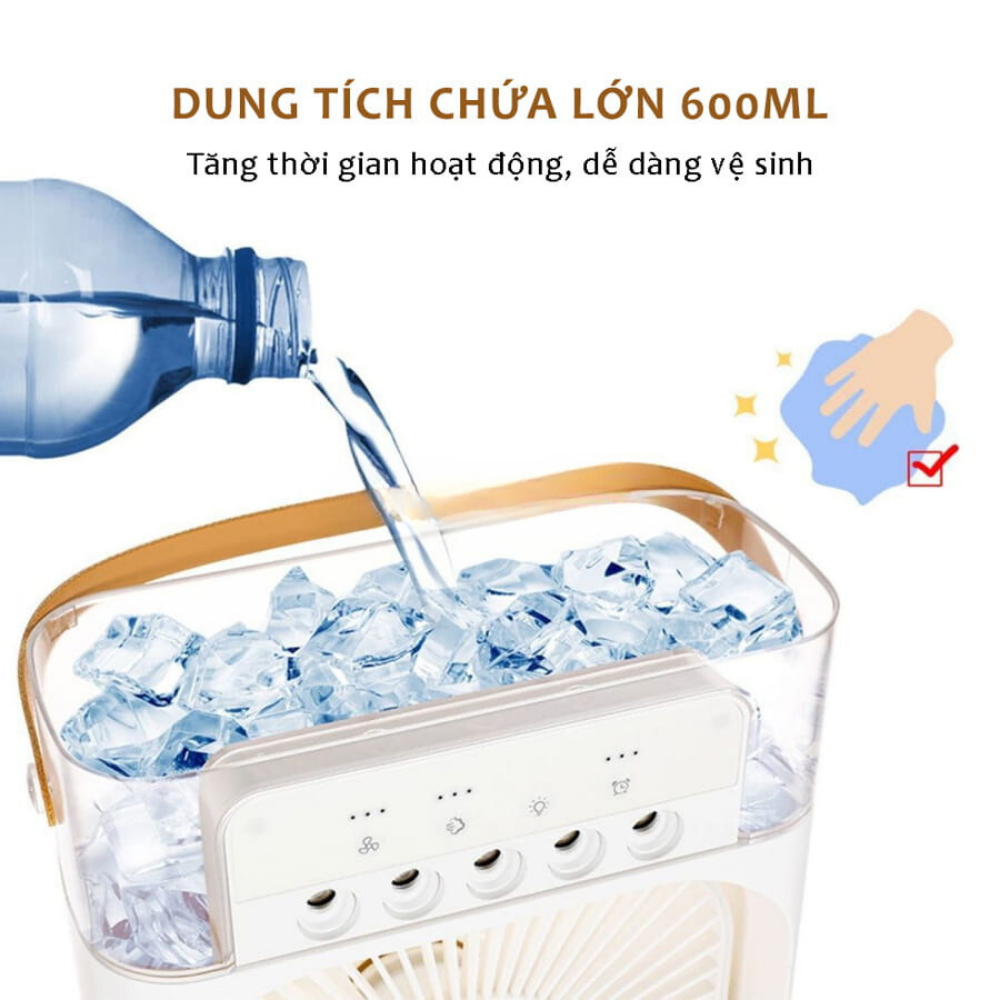 Quạt Điều Hòa Hơi Nước Mini, Quạt Phun Sương Tạo Ẩm Làm Mát Để Bàn, Hẹn Giờ Thông Minh Tích Hợp Đèn Ngủ - HÀNG CHÍNH HÃNG MINIIN