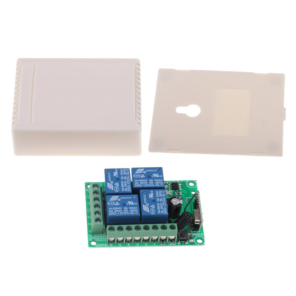 433MHz DC 12V 4 Channel Wireless RF 4 Relay Remote Control Switch Receiver
