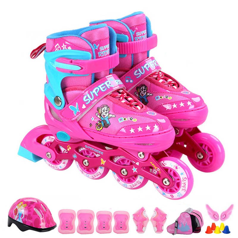 Giày patin trẻ em cao cấp bánh xe PU trượt êm và mượt cả 8 bánh full đèn led -Tặng balo đựng giày chất lượng cùng hãng, đồ bảo hộ 7 món và đầy đủ phụ kiện chơi kèm theo