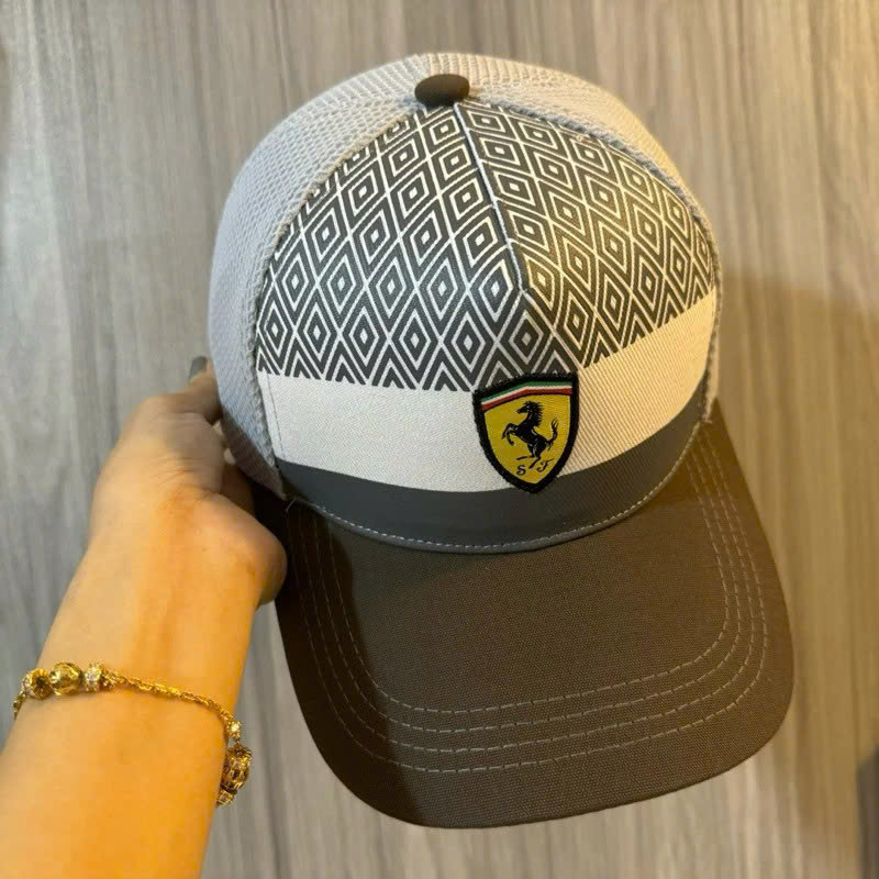 Combo 2 nón kết, mũ lưỡi trai Ferrari vải kaki phối lưới form chuẩn siêu đẹp (Ảnh thật)
