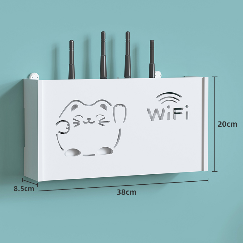 Hộp Kệ Wifi GAPI Họa Tiết Con Mèo Chất Liệu Gỗ Nhựa PVC - IG345