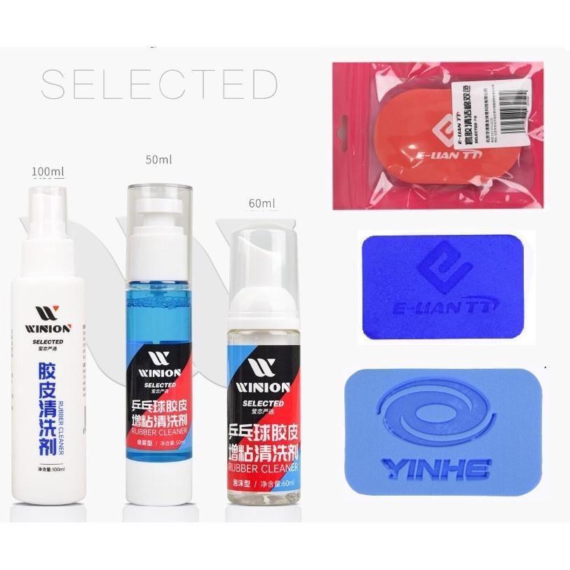 Chai xịt rửa mặt vợt, mút lau mặt vợt bóng bàn E-lian Winion