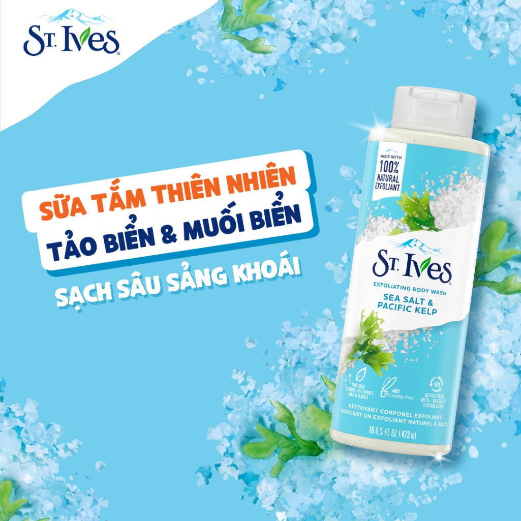 Combo 2 chai Sữa tắm dưỡng da St.Ives Muối biển 650ml