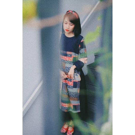 Áo dài vải chắp vintage độc đáo