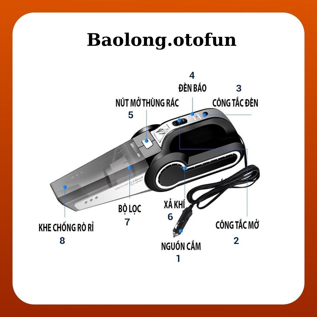 Máy hút bụi kiêm bơm lốp xe ô tô