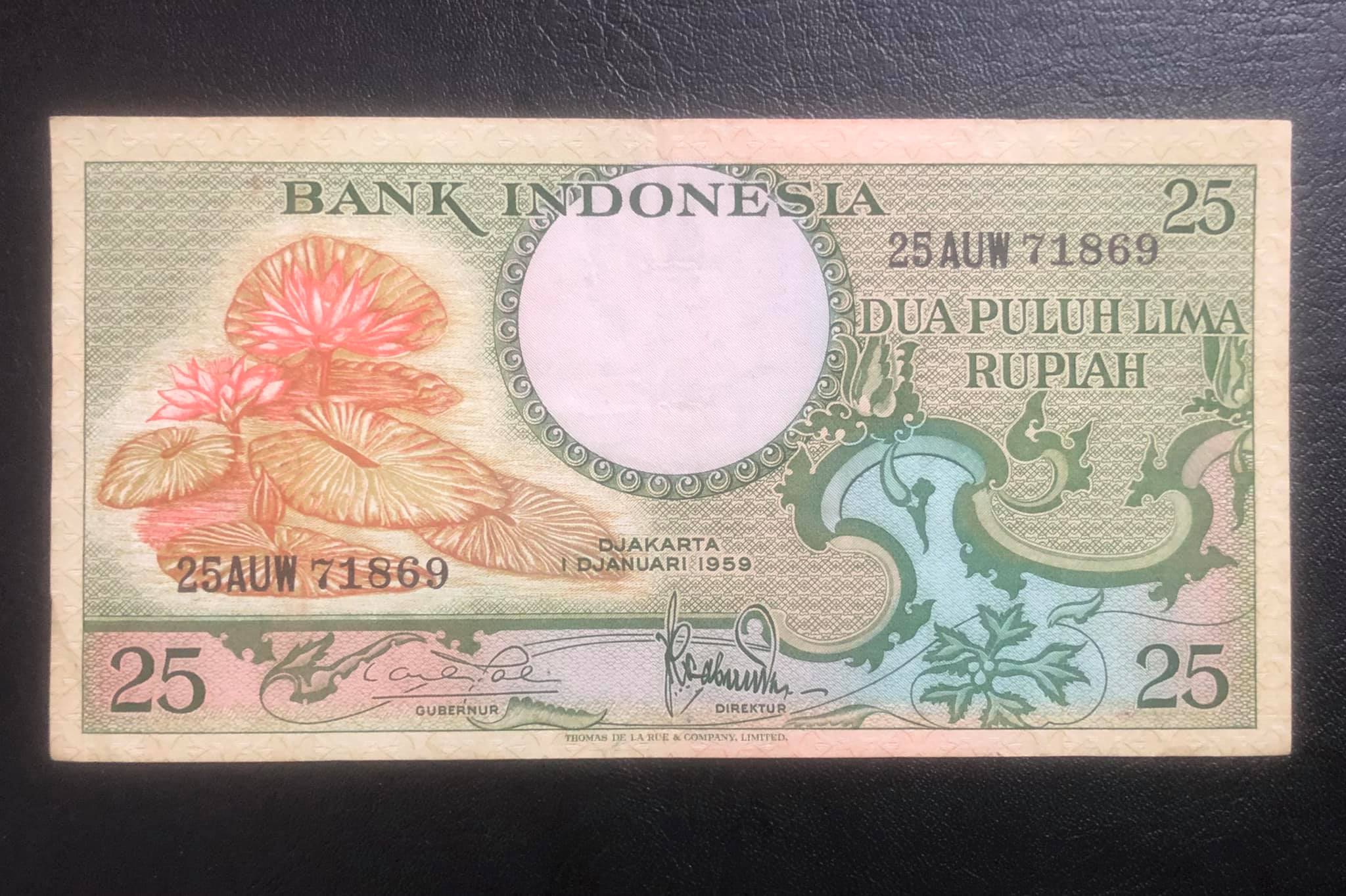 Tiền Indonesia 25 rupiah con chim sưu tầm