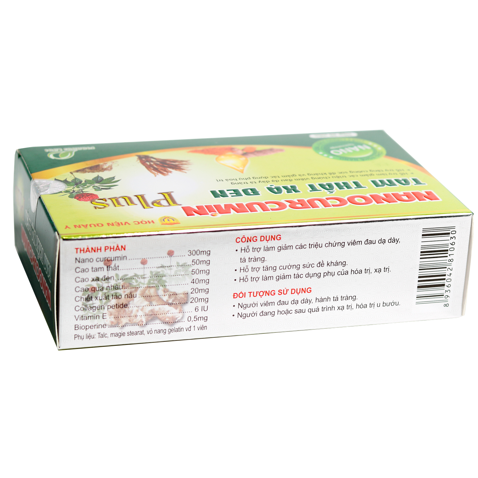 Nanocurcumin Tam Thất Xạ Đen Học Viện Quân Y PLUS (Hộp xanh 30 Viên)