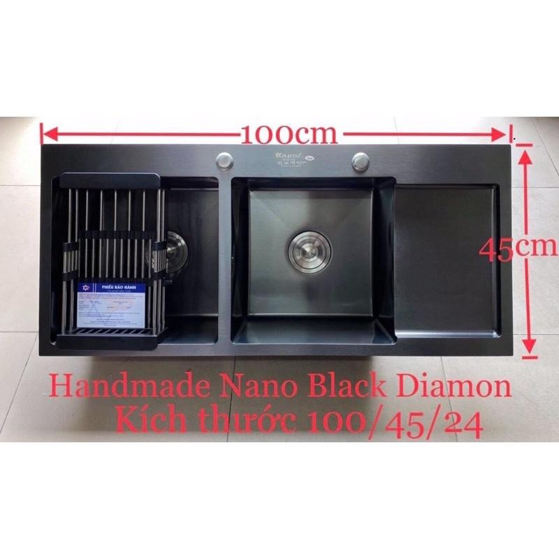 Chậu rửa bát 2 hố 1 bàn .chậu rửa bát đen