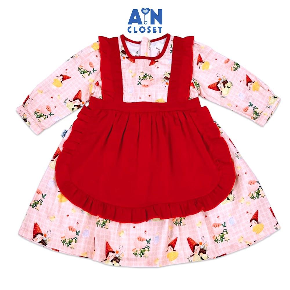 Đầm tay dài bé gái họa tiết Lolita Bé Đỏ cotton - AICDBGIG0ALE - AIN Closet