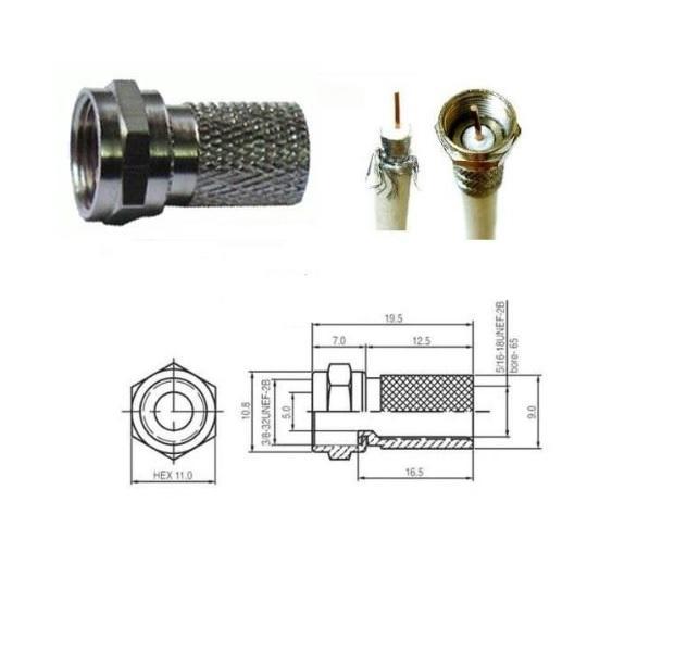 Dây cáp TV RG6 (5C-FB) 0.75OHM USA/JAPAN Standard cao cấp Sino ( làm sẵn 2 jack xoáy 5C )