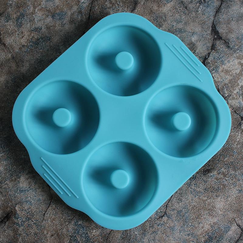 4 thậm chí Donut Baking Pan Silicone Doughnut Khuôn Không dính Sô Cô La Fondant Khuôn Kẹo Dạng Xà Phòng Phụ Kiện Nhà Bếp Baking công cụ
