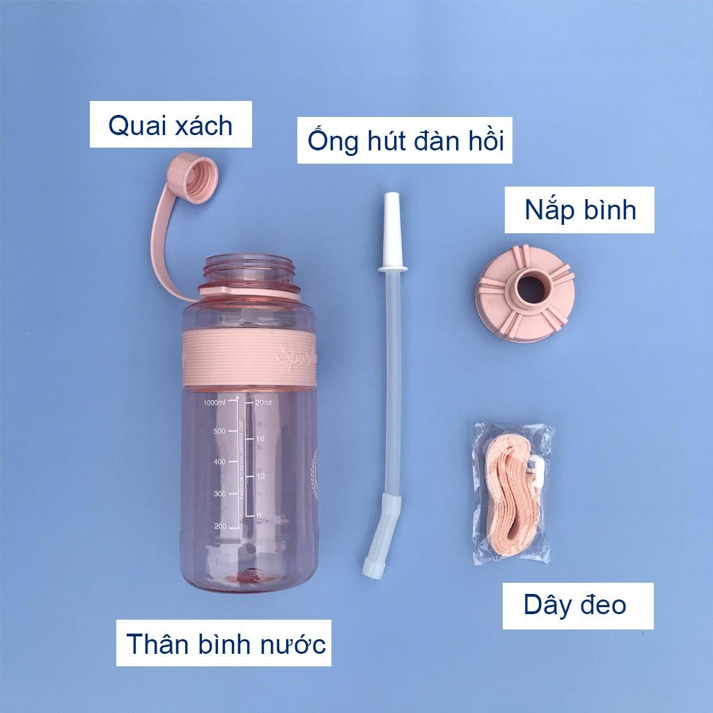 Bình Nước Thể Thao, Du Lịch Dễ Thương Có Ống Hút, Nhiều Dung Tích 88322