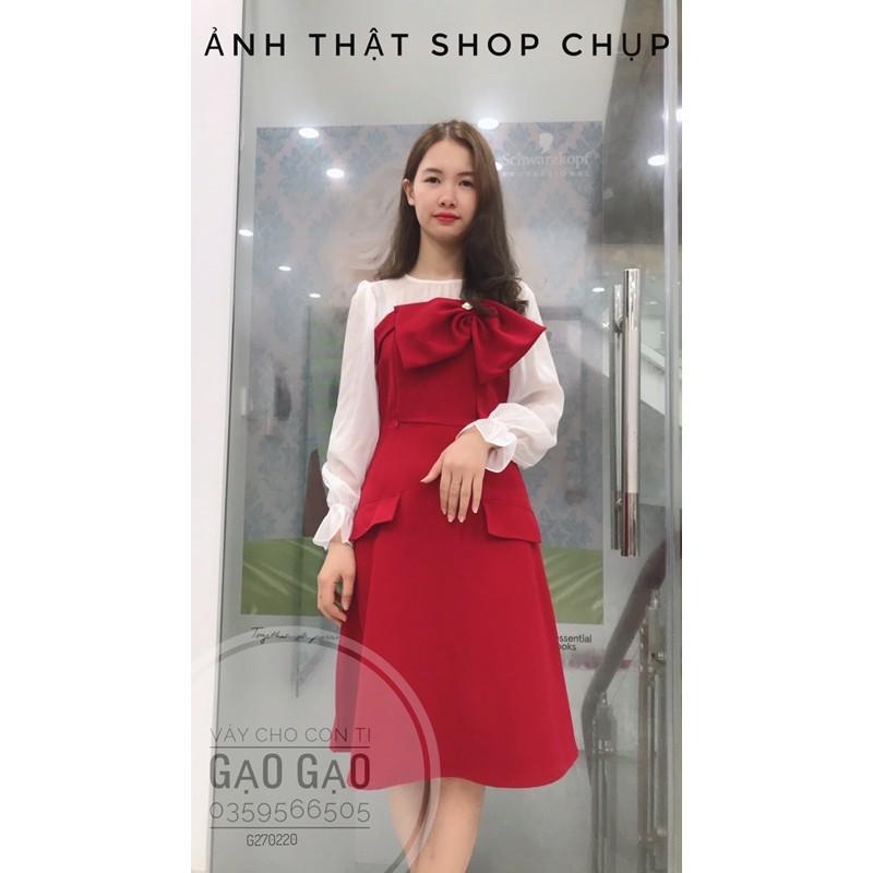 Váy đỏ nơ ngực cho con bú ẢNH THẬT SHOP CHỤP