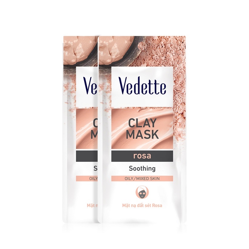 Combo 6 Mặt Nạ Đất Sét Sạch Sâu Dịu Nhẹ Rosa Vedette Clay Facial Mask - Set Mud Mask Rosa 12gx6 (Chăm sóc da mặt)