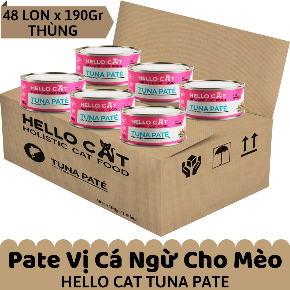 Nguyên Thùng Pate Tươi Dành Cho Tất Cả Các Giống Mèo Ở Mọi Độ Tuổi Hương Vị Cá Ngừ Thơm Ngon Bắt Vị - Hello Cat Tuna Pate 190G