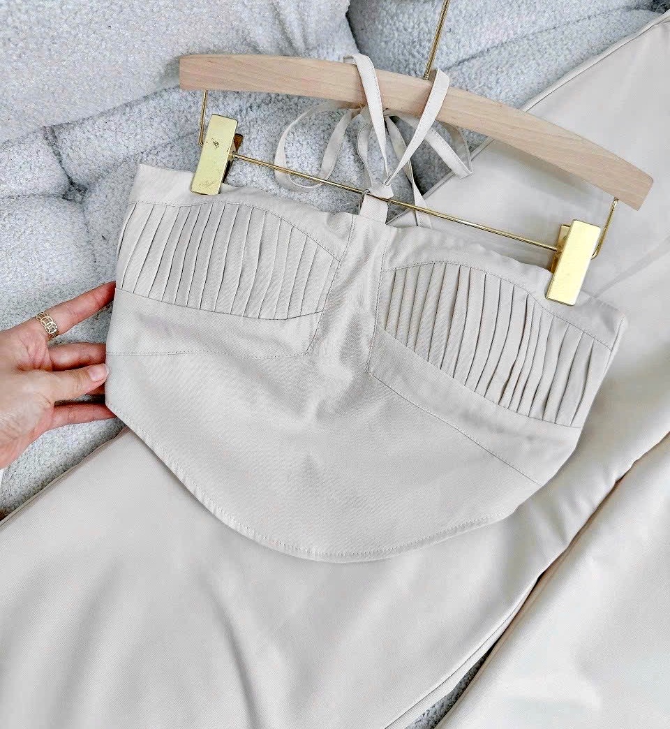 SET ÁO CROPTOP ỐNG DÂY YẾM ÔM BODY + QUẦN TÂY DÀI ỐNG RỘNG LƯNG CAO SUÔNG TRƠN ĐI TIỆC ĐI BIỂN DẠO PHỐ ĐI CHƠI