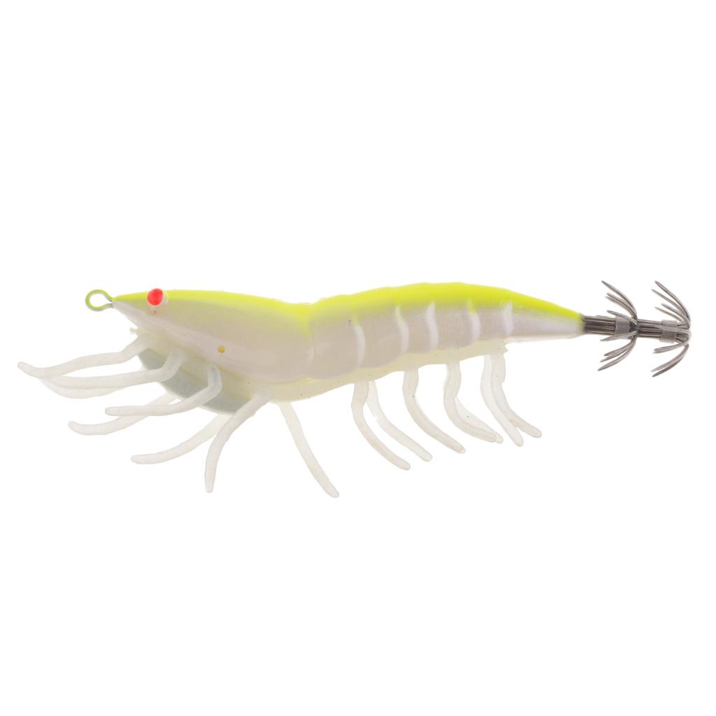 Simulation Shrimp Squid Jigs Squid Fishing Hook with Luminous Legs & 3D Eyes