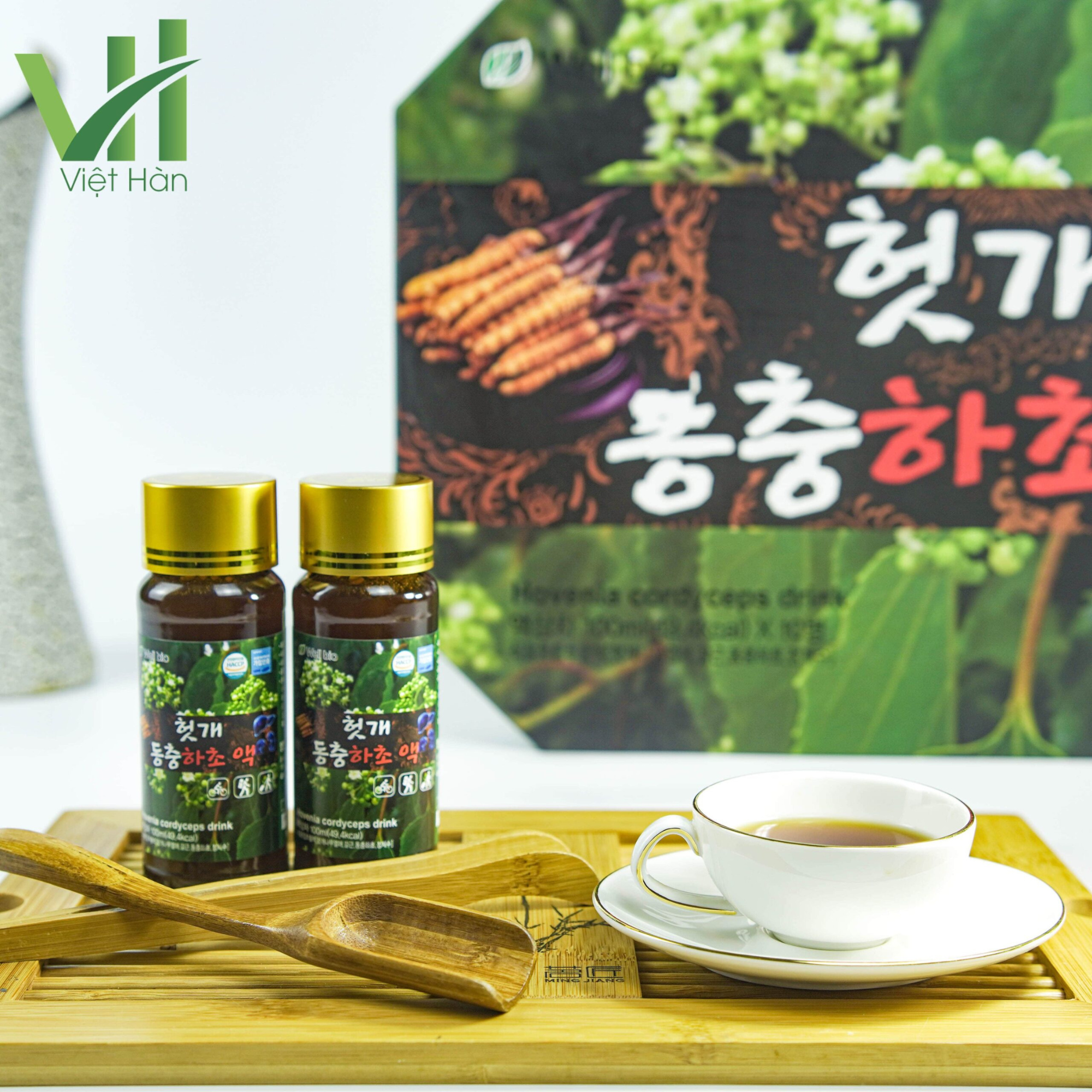 Nước bổ gan nonevia đông trùng hạ thảo Well Bio hàn quốc chính hãng hộp 10 chai x 100ml