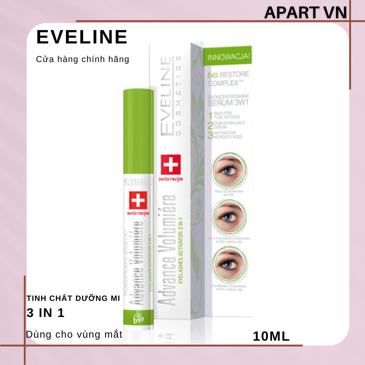 Tinh Chất Dưỡng Dài Mi 3 Trong 1 Eveline Advance Volumiére (10ml)