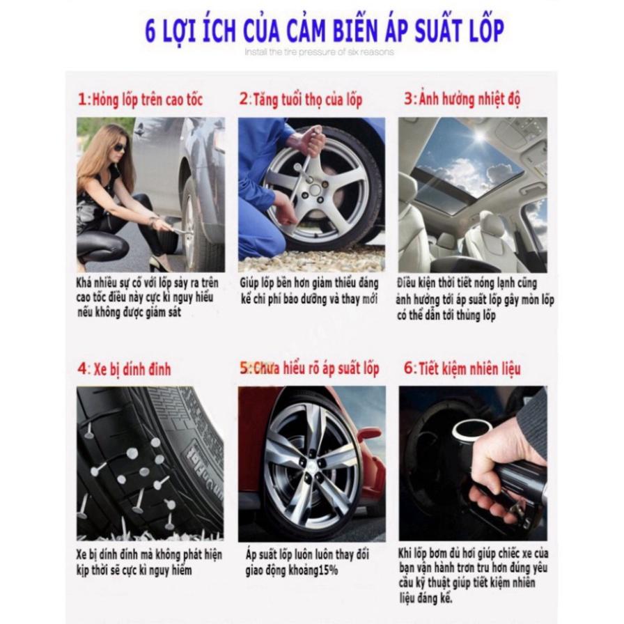Cảm Biến Áp Suất Lốp Ô Tô TPMS Phiên Bản QUỐC TẾ Màn Hình Màu dùng Năng Lượng Mặt Trời