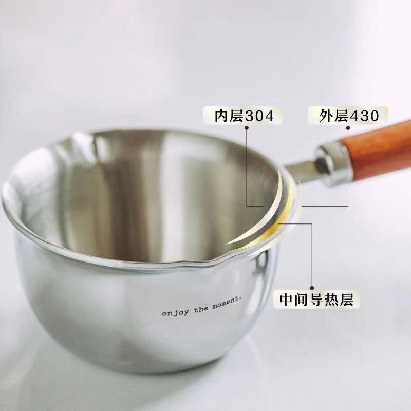 Giao hàng nhanh thép không gỉ 304 rót dầu dầu nóng nồi nhỏ rót dầu mini rót cà phê cốc đo phong cách Trung Quốc năng lượng đa động năng đậu nành ba lớp