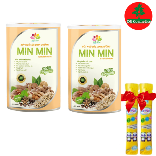 Combo 2 Hộp Bột Ngũ Cốc Dinh Dưỡng Lợi Sữa Min Min - Vị Truyền Thống Tặng Kèm 2 Gói Siro ăn ngon Baby Plus cho bé