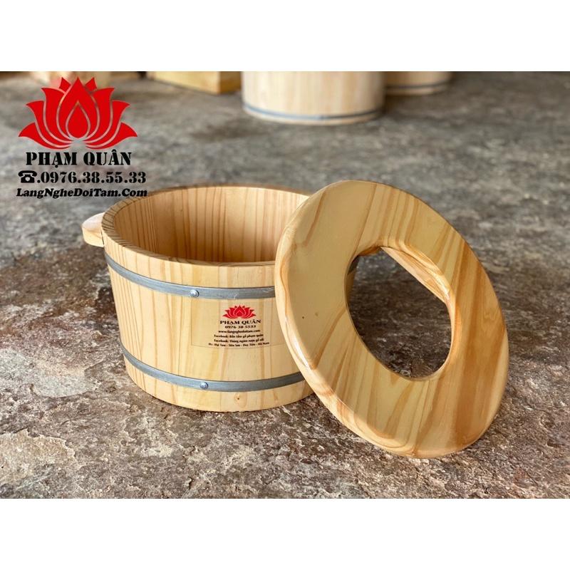 Chậu gỗ ngâm chân kết hợp xông phụ khoa gỗ thông loại 1
