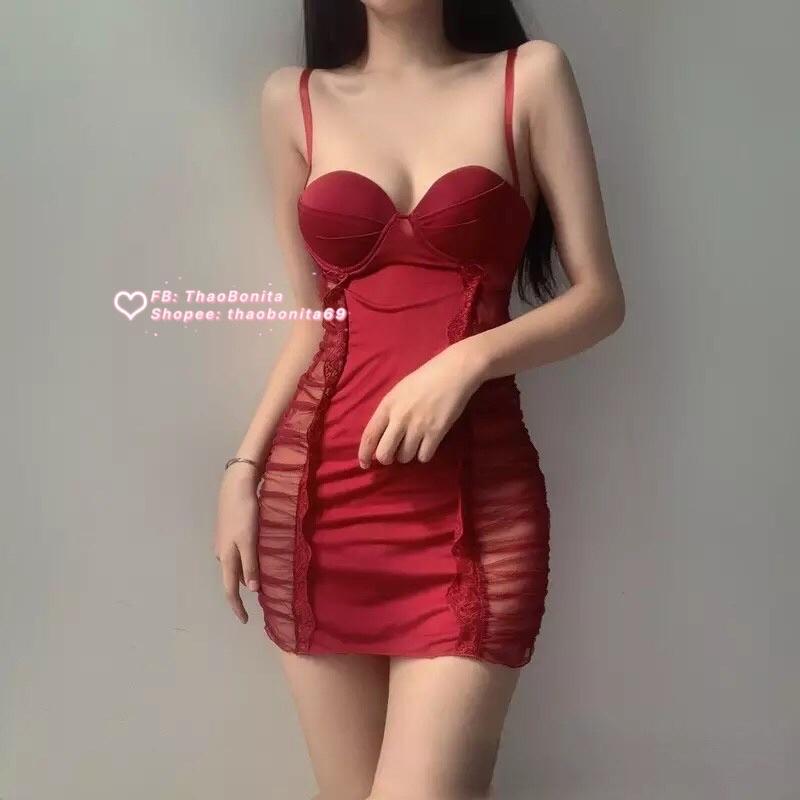 Váy Ngủ Thiết Kế Viền Hở Siêu Xinh Gợi Cảm. SHIP HỎA TỐC TPHCM. Đồ Ngủ Cosplay Sexy. ThaoBonita T432