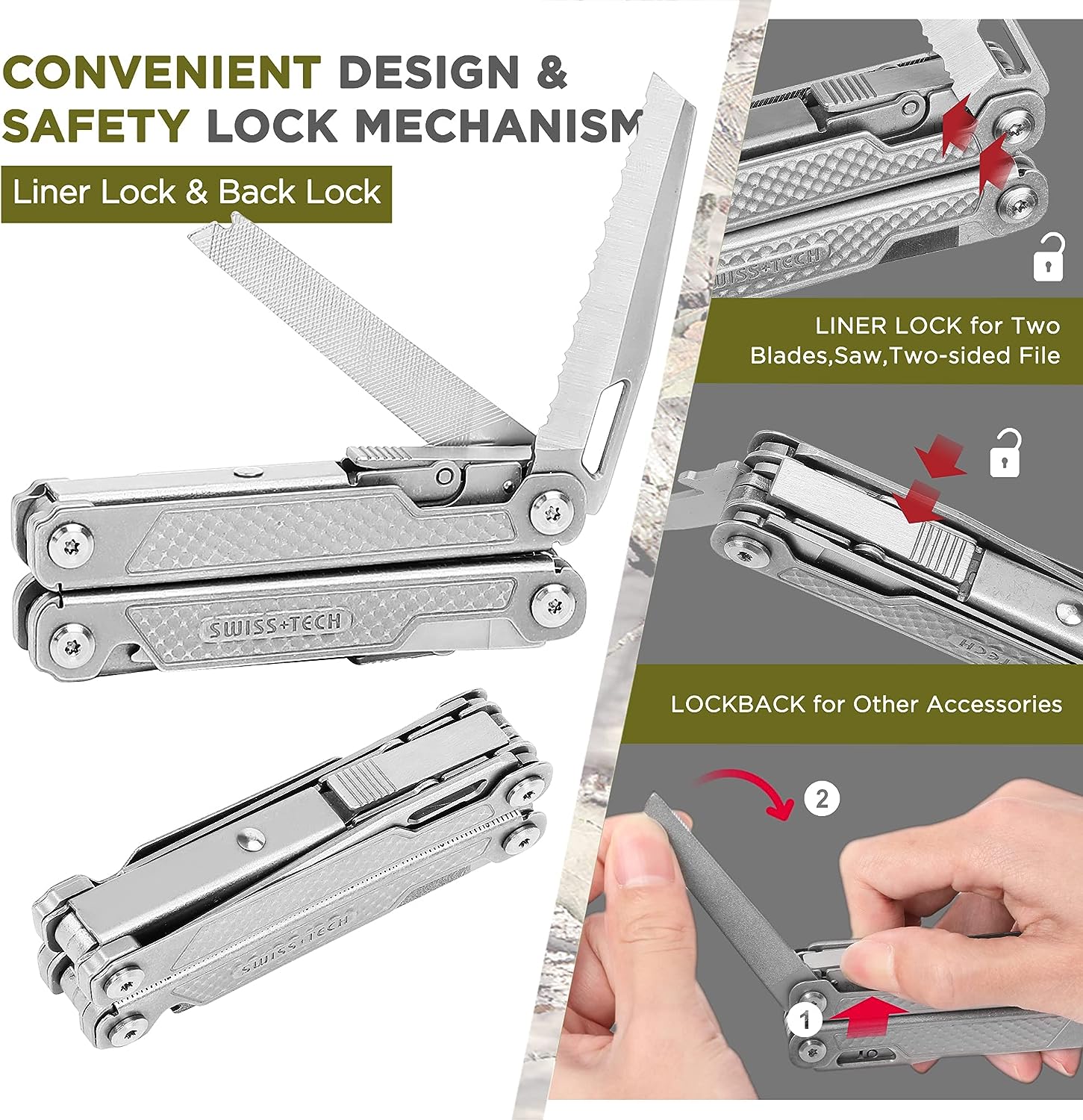Bộ dụng cụ đa năng 17 trong 1 Swiss+Tech ST021006 , Kìm bỏ túi đa năng - Hàng chính hãng