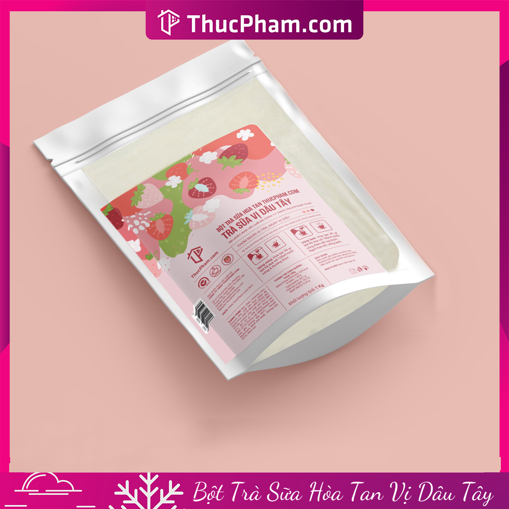 [ĂN BAO GHIỀN️] Bột Trà Sữa Hòa Tan ThucPham.com Vị Dâu Tây - 1kg - Thơm Ngon Vị Trà, Ngậy Vị Dâu