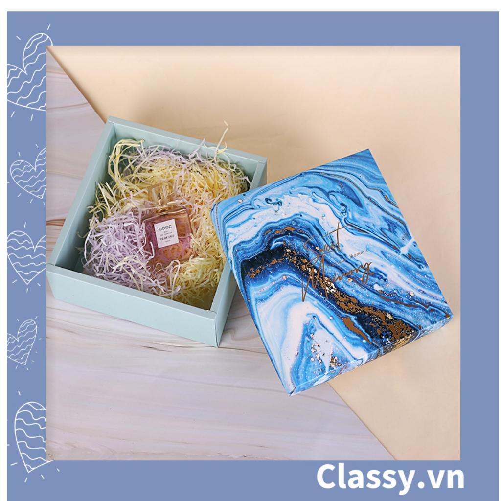 XÉ LẺ túi giấy Classy +Hộp quà lớn quà tặng hình vuông, tự gấp, hoạ tiết vũ trụ galaxy huyền bí sang trọng Q545