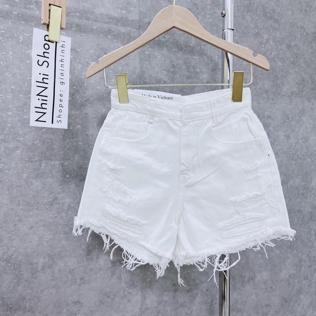 Quần short bò rách đen trắng dáng ôm, Quần đùi nữ co giãn cạp cao sexxy QS703 - NhiNhi Shop