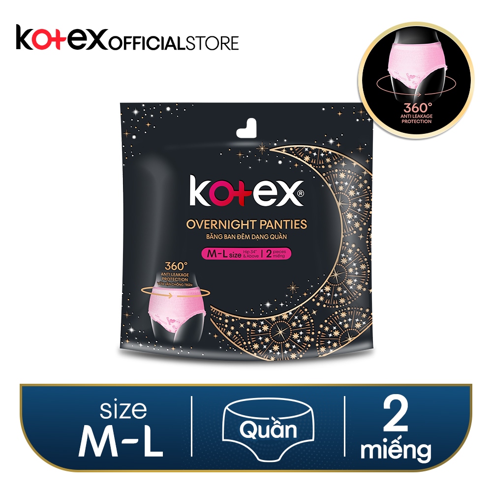 Combo 4 băng vệ sinh Kotex đêm dạng quần cỡ M/L (2 miếng/Gói)