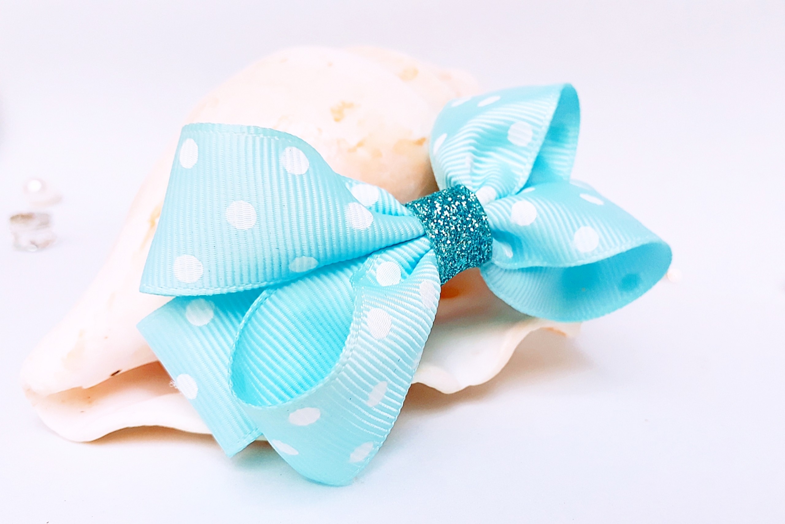 KẸP TÓC NƠ PHỒNG CHẤM BI K022