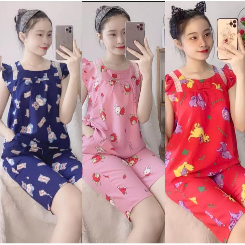 Bộ lụa hàn lững, quần có túi, 40 đến 59kg, ảnh thật