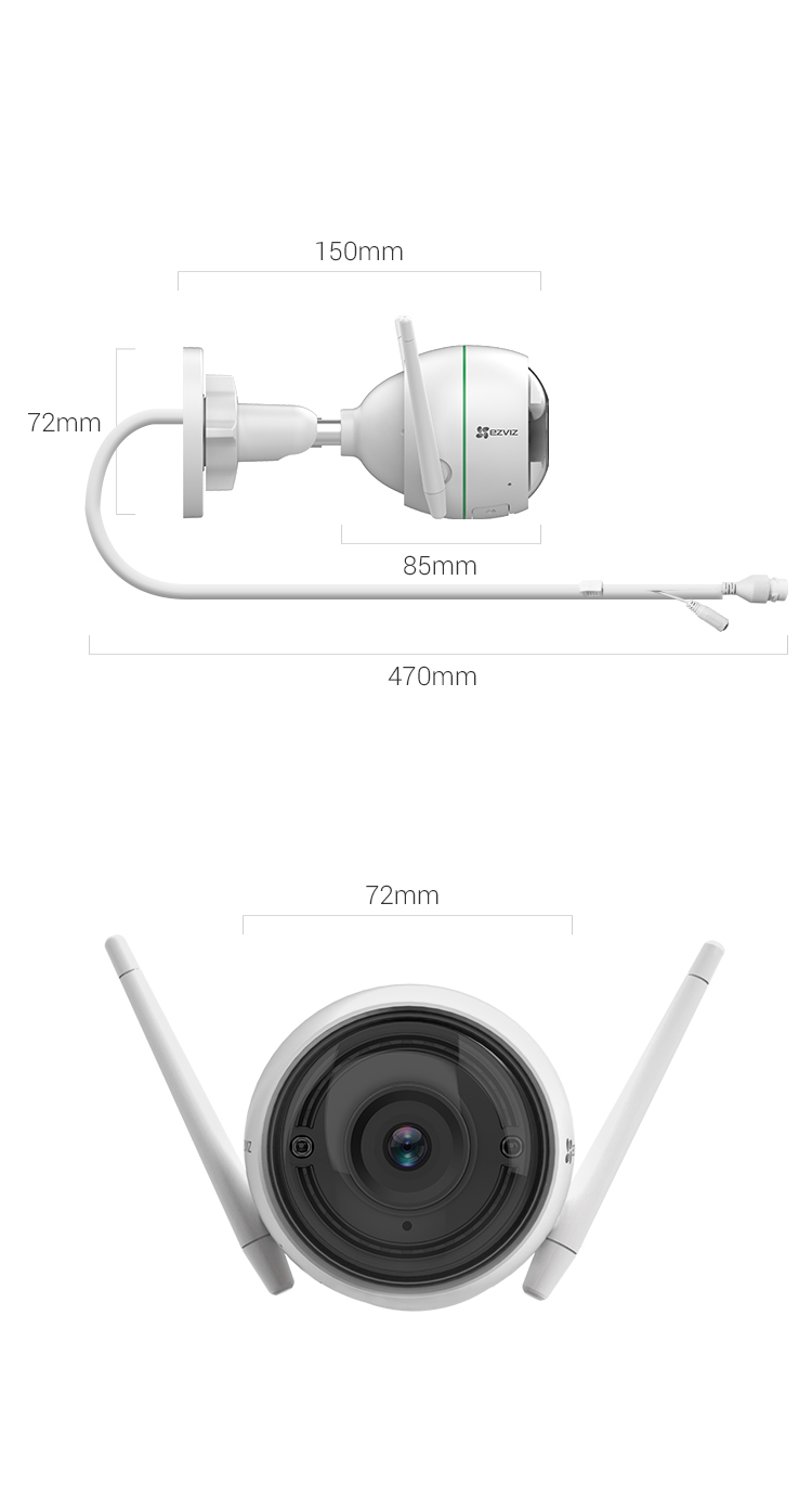 Camera IP wifi Ezviz ngoài trời CS-Cv310 (C3WN) Kèm thẻ nhớ Sandisk 32GB - Hàng chính hãng