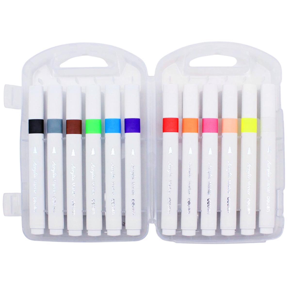 Hộp 12 Bút Màu Acrylic Marker - Deli HM166-12