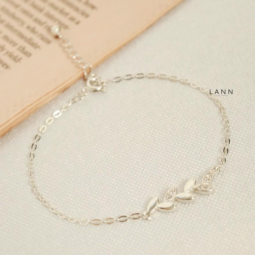 Lắc tay nhành lá đá xen kẽ nằm ngang S925 LANN