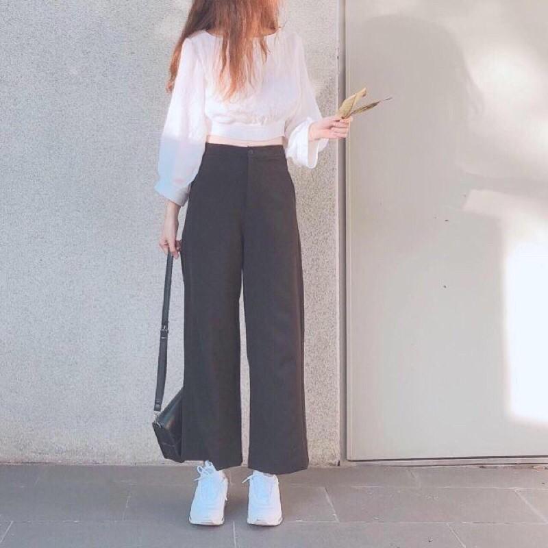 Áo croptop nơ lưng tay phồng (10 màu)